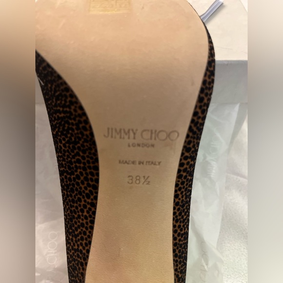 JIMMY CHOO NEW Retails $725 Tony Pump NEW IN BOX Animal Stiletto Suede Sz 38.5 - Picture 11 of 14